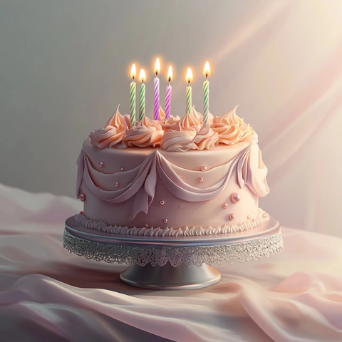 生日蛋糕与新娘头纱