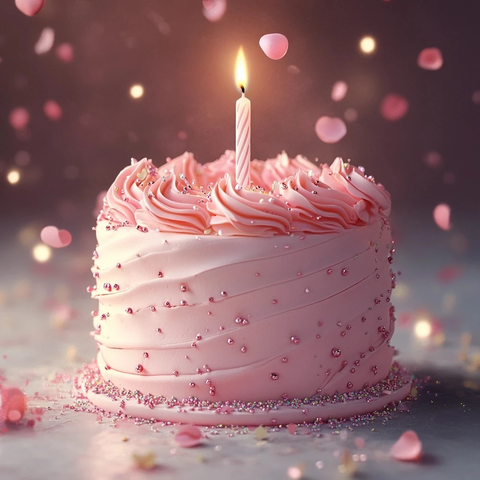 粉色生日蛋糕一支蜡烛