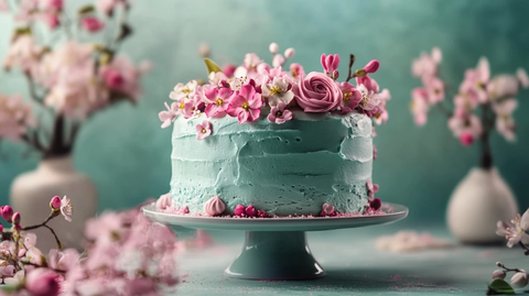 青柠蛋糕与春日花卉装饰