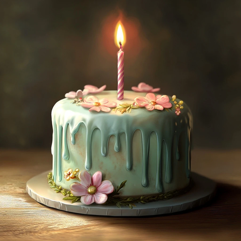 生日蛋糕蜡烛许愿场景