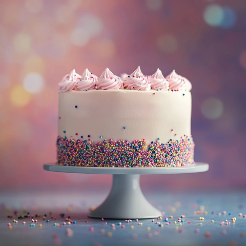 蛋糕餐桌前视图