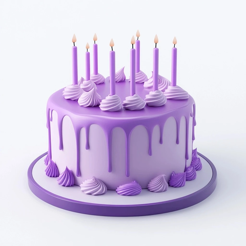 蛋糕蜡烛紫色背景