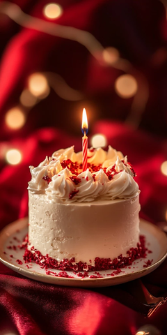 生日蛋糕红蜡烛温暖室内