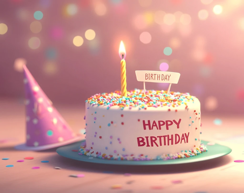 生日蛋糕与彩灯派对