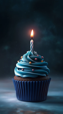 深蓝生日烛光