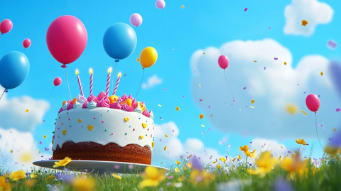 生日派对蛋糕气球蓝天
