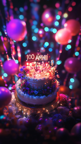 彩色灯光庆祝周年蛋糕