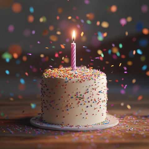 岁生日蛋糕与彩色纸屑