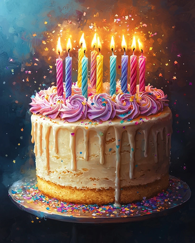 支蜡烛生日蛋糕插画