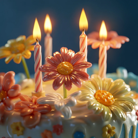 雏菊蜡烛儿童蛋糕