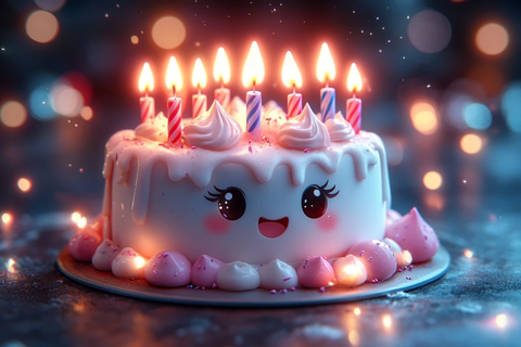 小蛋糕与超大蜡烛装饰