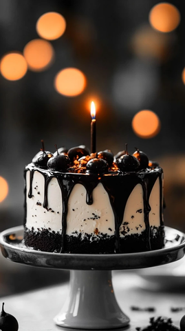 黑白蛋糕与蜡烛