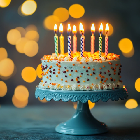 生日蛋糕蜡烛蓝色底座