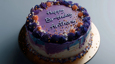 生日蛋糕安东尼庆生紫色蓝色糖霜