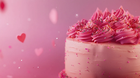粉色霜糖蛋糕与浪漫氛围