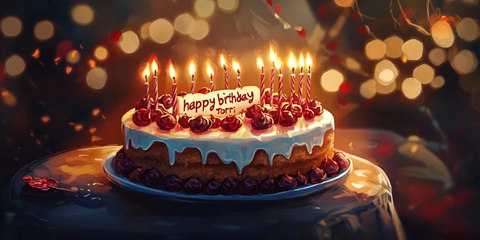 生日蛋糕支蜡烛庆祝