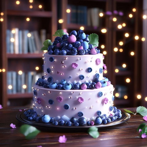 节日双层蛋糕书架背景