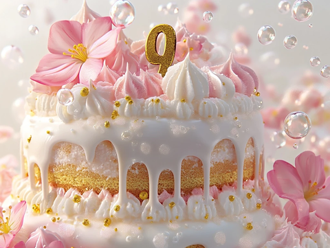 粉色金色蛋糕奶油花装饰