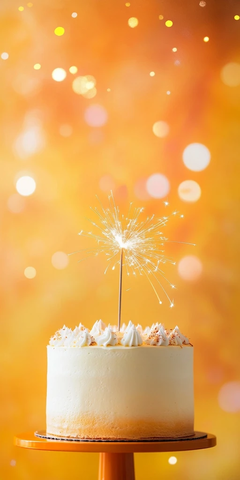 白色渐变蛋糕与烟花棒