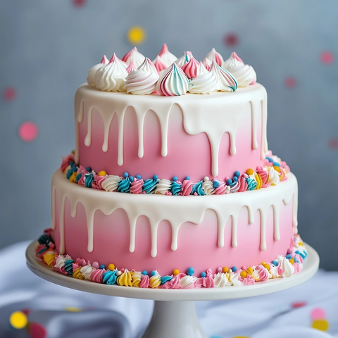 双层白色糖霜蛋糕