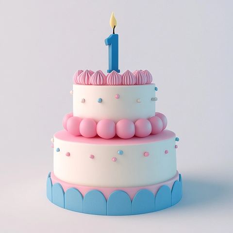 周年纪念两层蛋糕与数字蜡烛