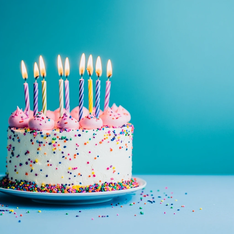 生日蛋糕蜡烛彩带装饰