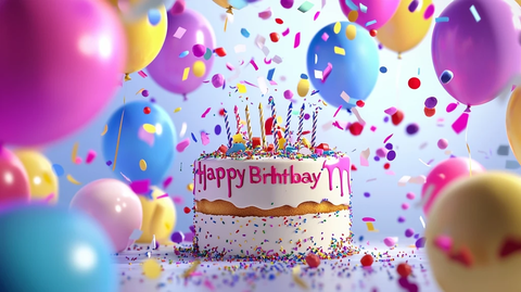 生日蛋糕气球爆裂效果
