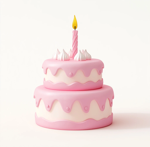 粉色两层生日蛋糕蜡烛