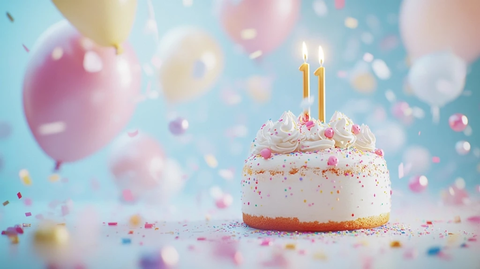 生日蛋糕百岁蜡烛气球背景