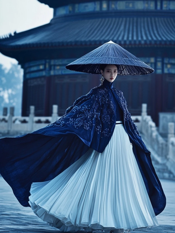 天坛古建筑前的古装女子