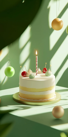 等距视角生日蛋糕与搬运工