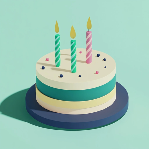 蓝色绿色蛋糕蜡烛