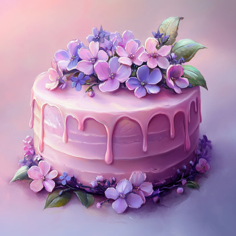 春季蛋糕油画风格