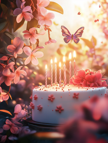 生日卡片玫瑰花蛋糕