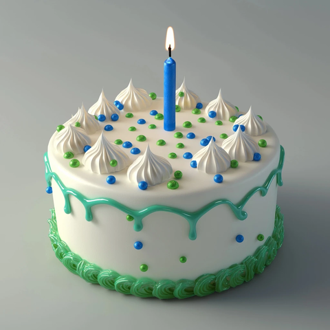 白色糖霜蛋糕绿色蓝色彩糖