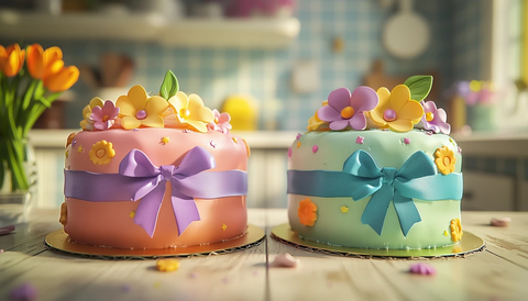 生日蛋糕彩色糖花餐桌