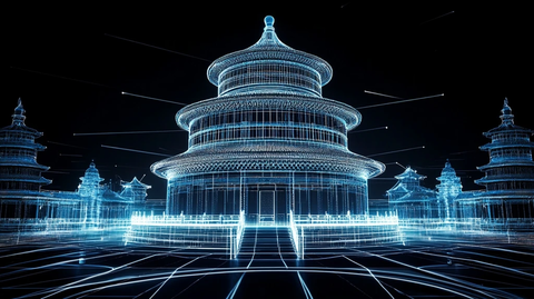 天坛建筑轮廓线特效画面