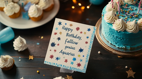 生日蛋糕与贺卡庆祝水瓶座