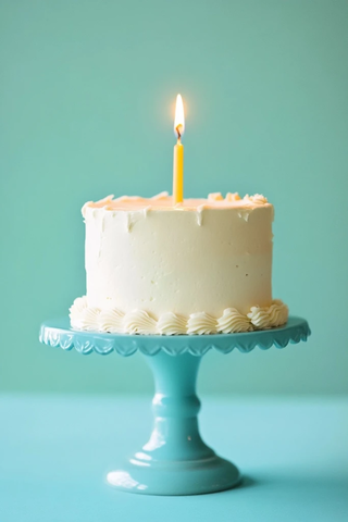 蓝色桌子上简单蛋糕