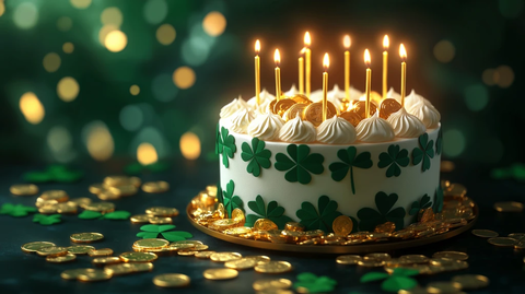 圣帕特里克蛋糕与金币装饰