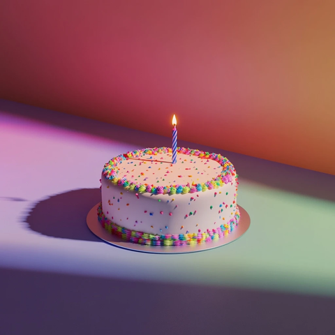 悬浮生日蛋糕斜影光影