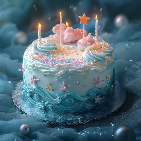 水瓶座简约蛋糕背景