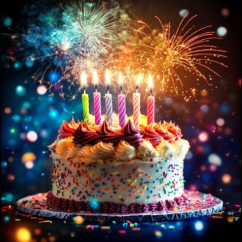 烟花蜡烛蛋糕生日祝福
