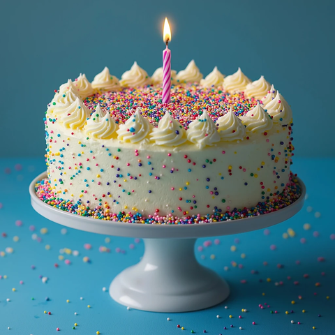 生日蛋糕与彩色糖粒