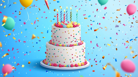 生日派对蛋糕蓝色背景