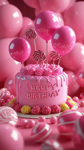 生日蛋糕气球糖果场景