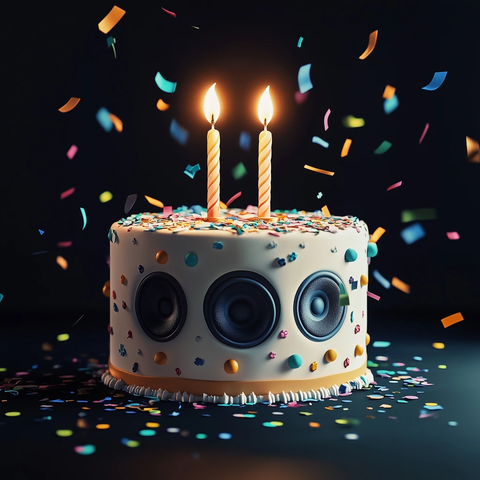 生日蛋糕带音响和蜡烛