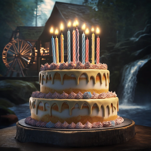 七层生日蛋糕与森林磨坊