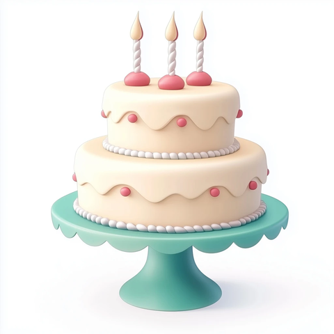 白色卡通两层蛋糕造型