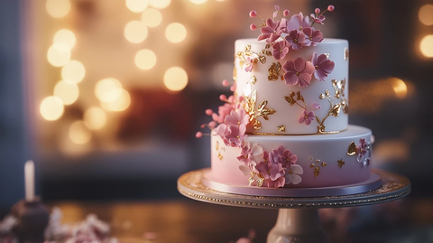 多层花卉蛋糕庆祝桌